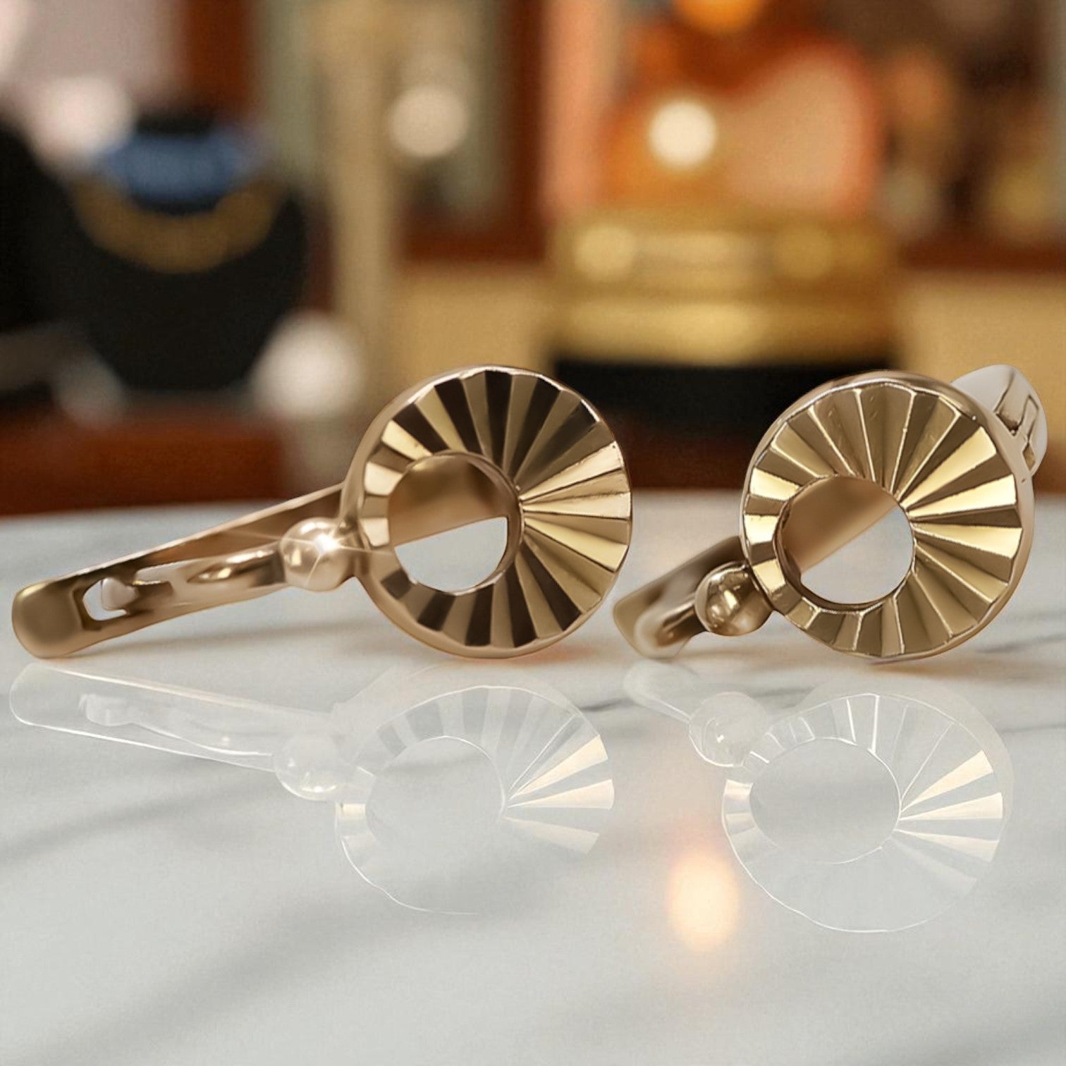 Vintage rose pink 14k 585 gold Vintage Hoops ven079