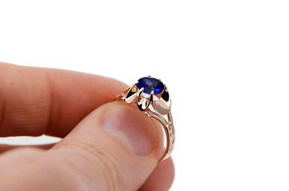 Original Vintage 14K Rose Gold Sapphire Ring Vintage craft vrc377r vrc377r-sp