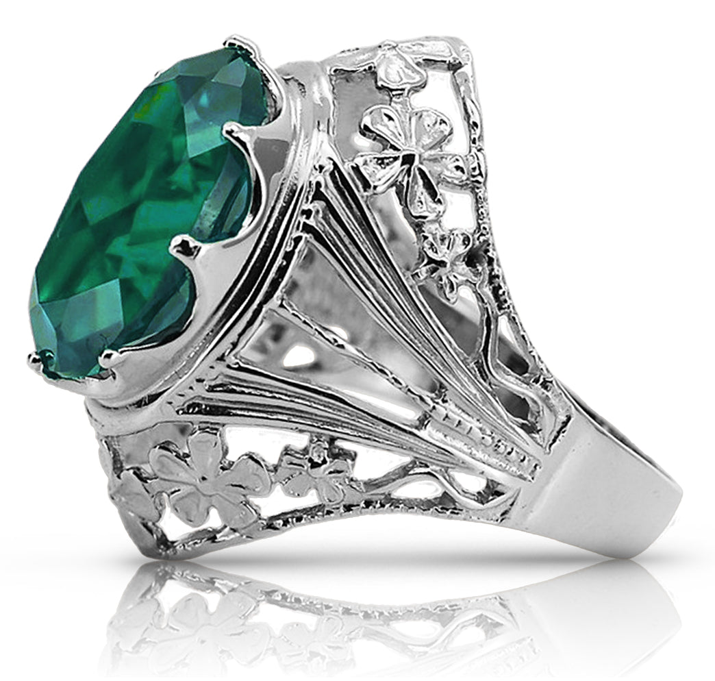 Vintage silver 925 Emerald ring vrc031s Vintage