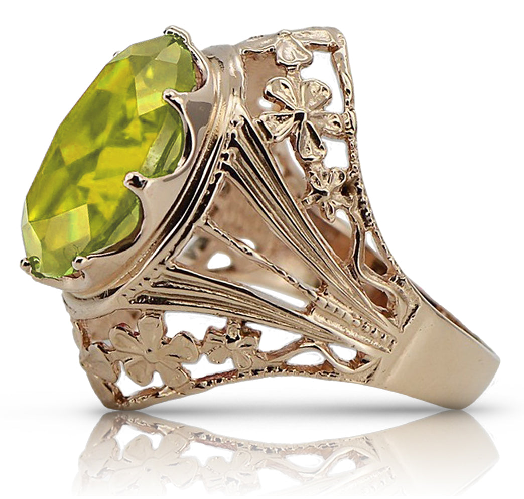 Vintage rose pink 14k gold 585 Peridot ring vrc031 Vintage