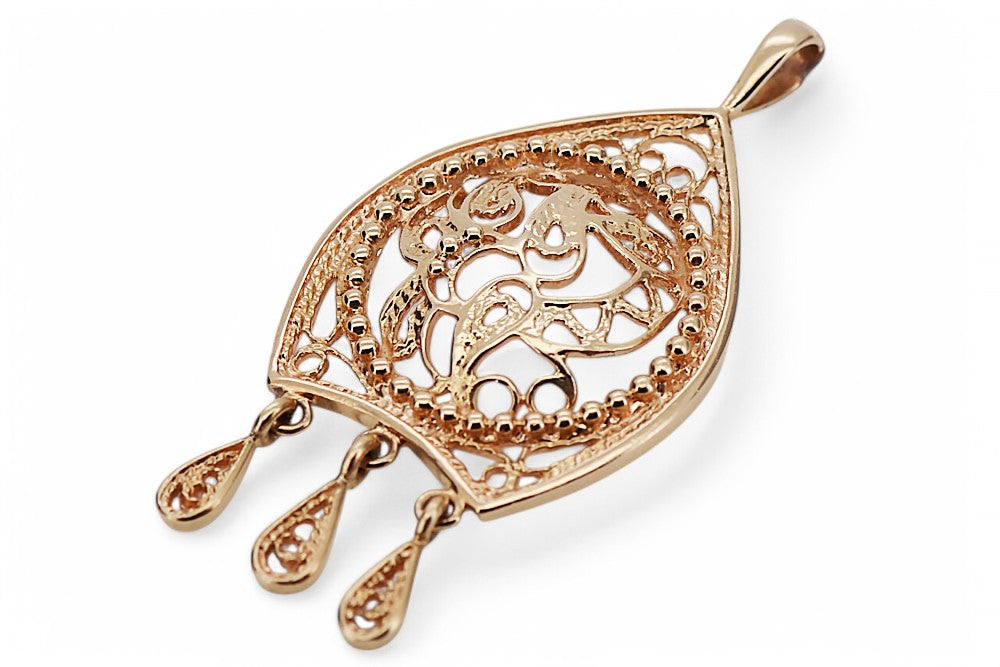 Vintage rose pink 14k 585 gold Vintage pendant vpn020
