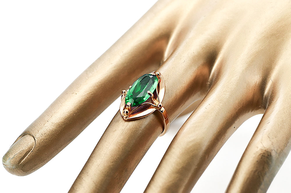Ring Emerald Original Vintage 14K Rose Gold Vintage vrc047r vrc047r-em