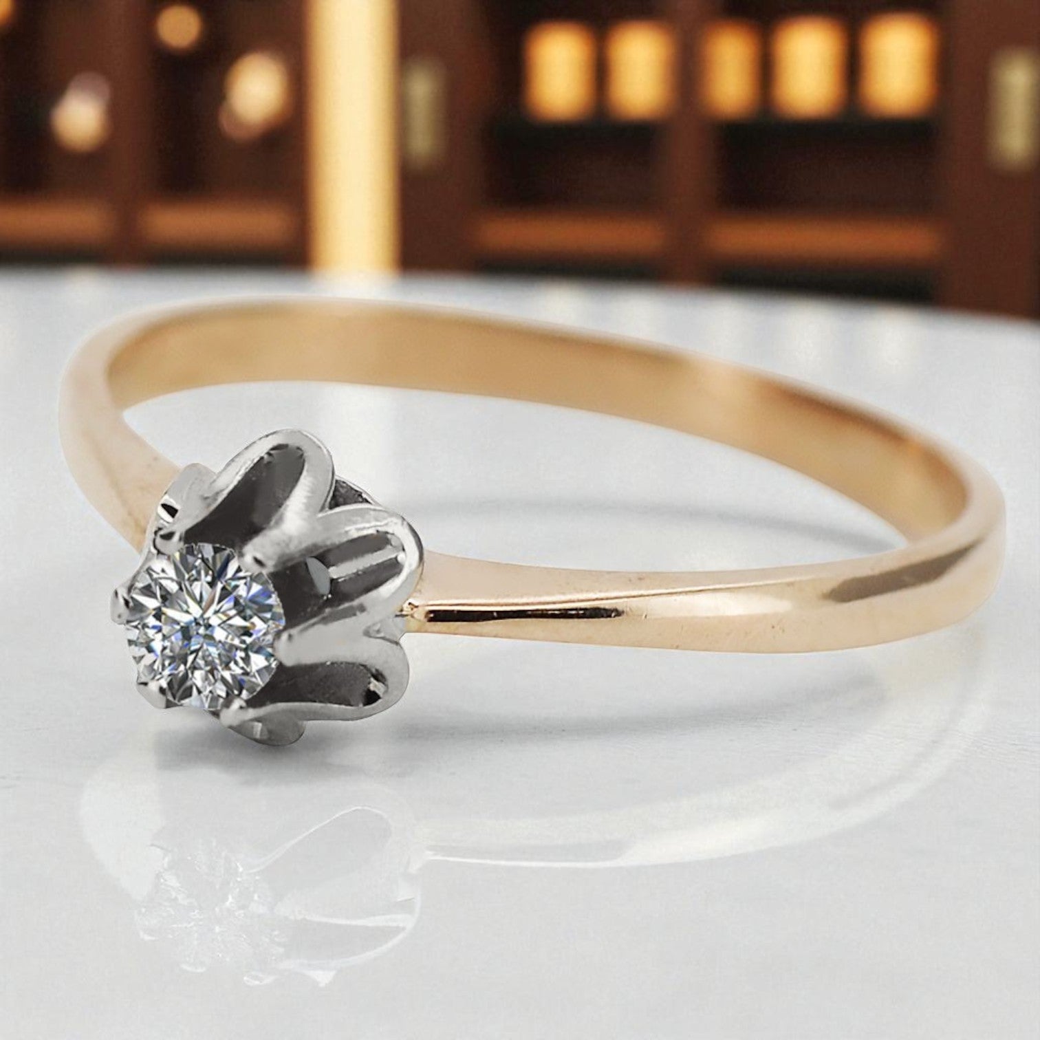 Zircon Original Vintage 14K Rose Gold Ring Vintage style vrc353r vrc353r-zi