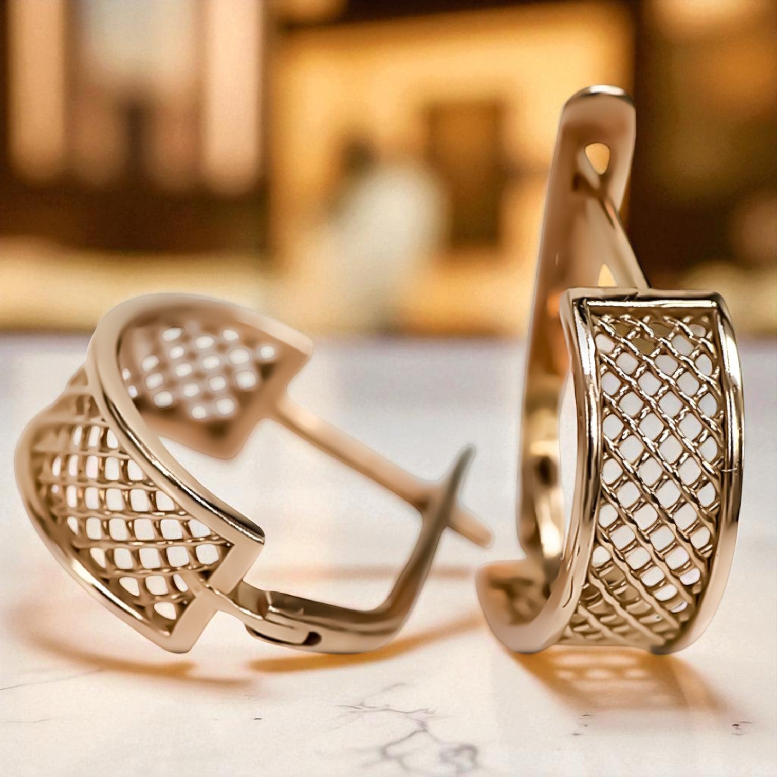 Silver 925 Vintage rose gold plated Vintage earrings ven121rp