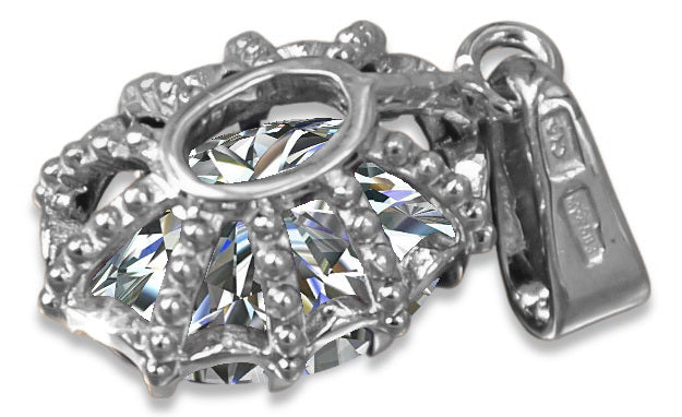 Sterling silver 925 Zircon Pendant Vintage style vpc008s vpc008s-zi