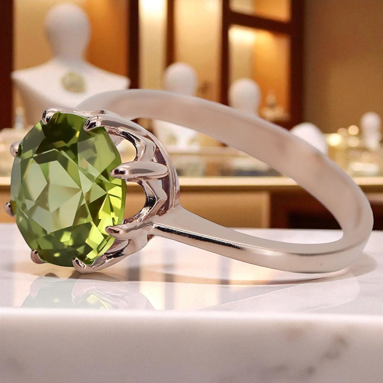 Ring Vintage craft Yellow Peridot Original Vintage 14K Rose Gold vrc157r