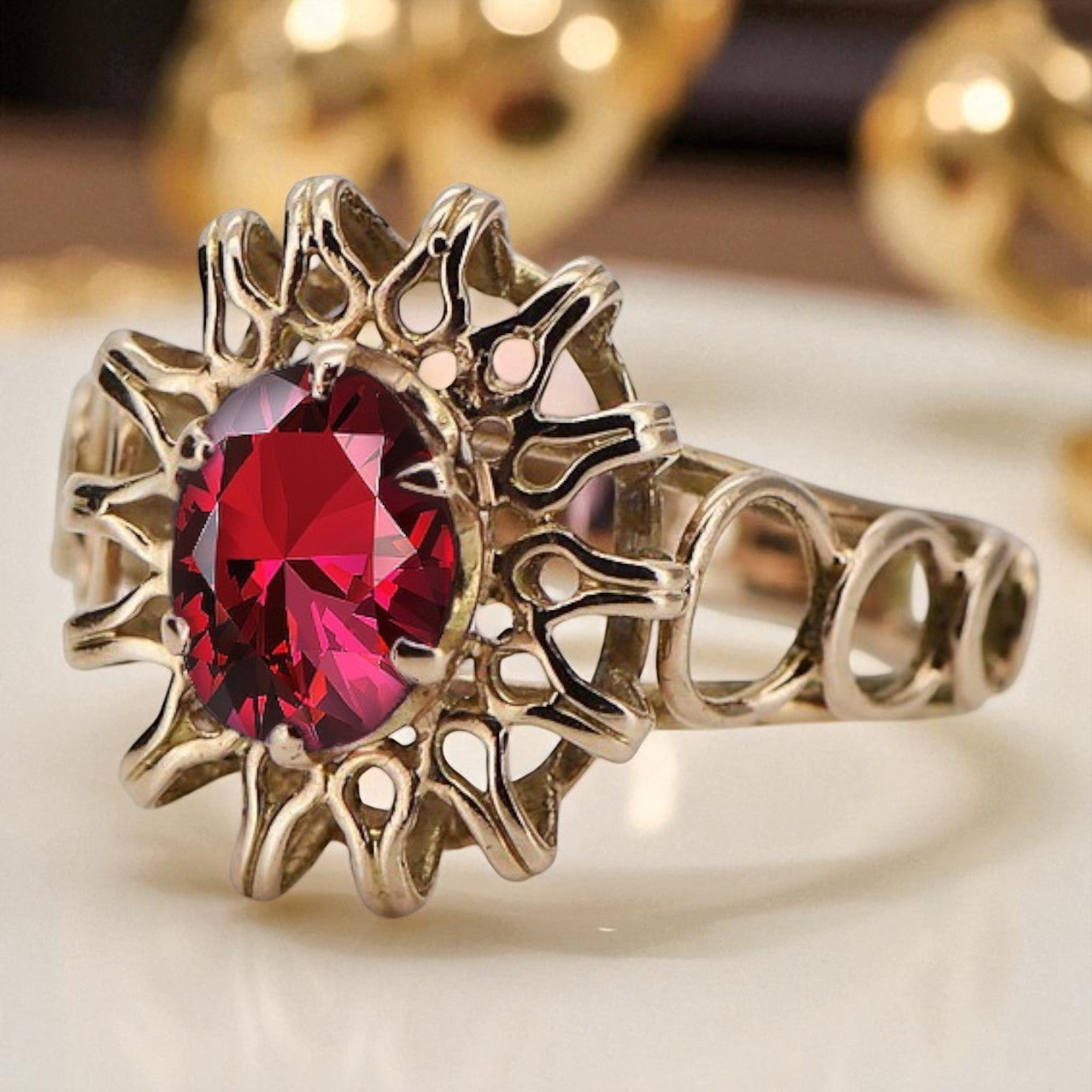 copy of Vintage Rose Gold Ring 14K Alexandrite Ruby Emerald Sapphire Zircon 585 vrc032
