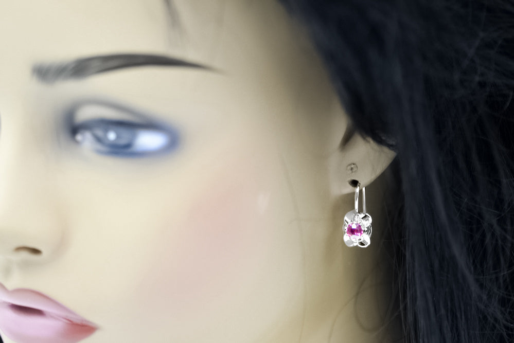 Vintage silver 925 amethyst earrings vec116s Russian Soviet style vec116s-am