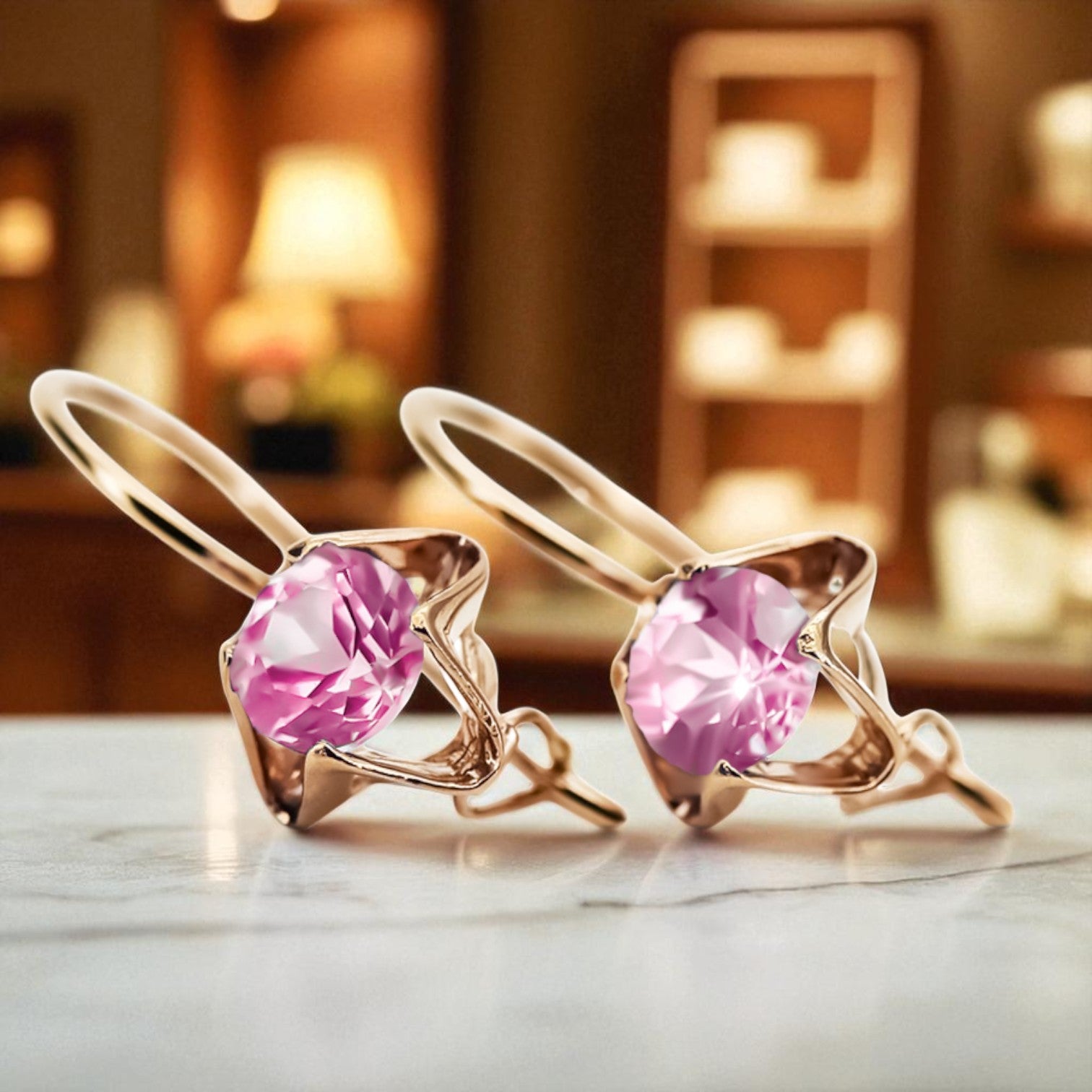 Earrings Vintage style Amethyst Original Vintage 14K Rose Gold vec142r vec142r-am