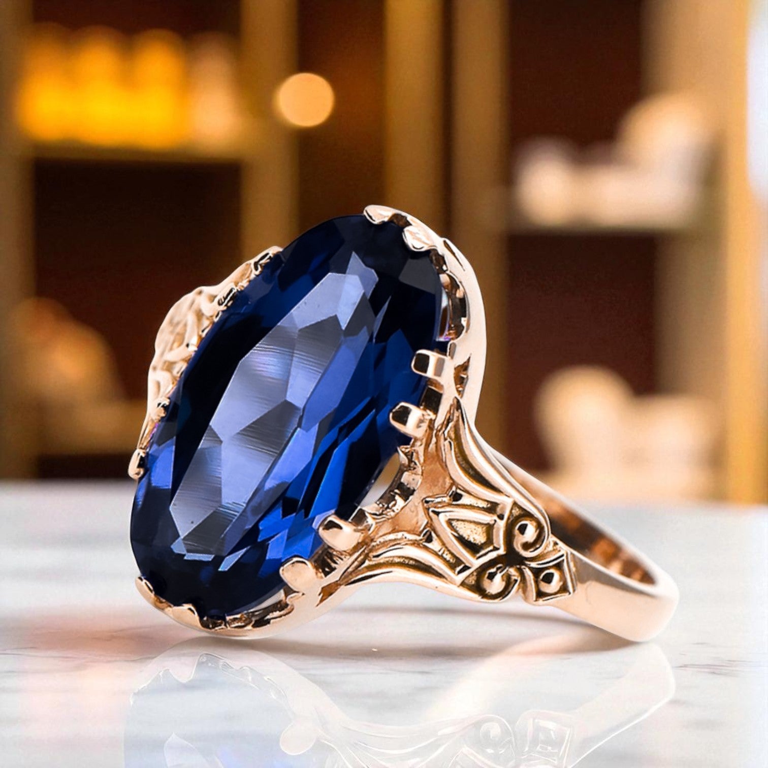 Original Vintage 14K Rose Gold Sapphire Ring Vintage vrc058r vrc058r-sp