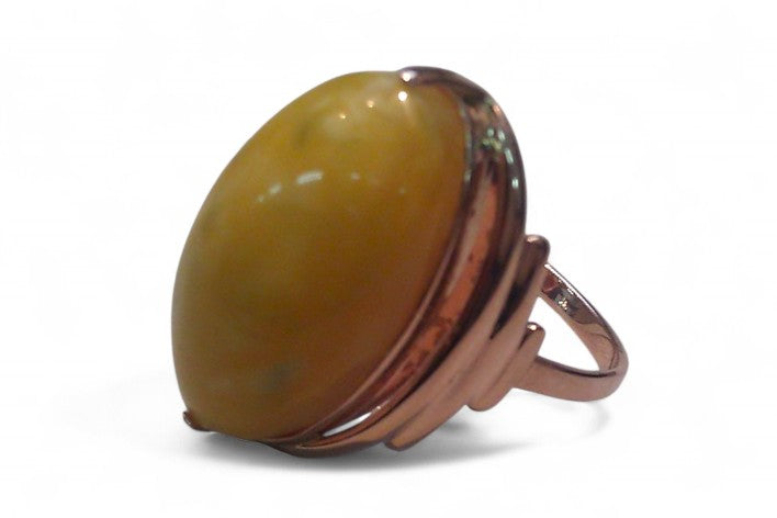Vintage rose 14k 585 gold amber ring vrab042