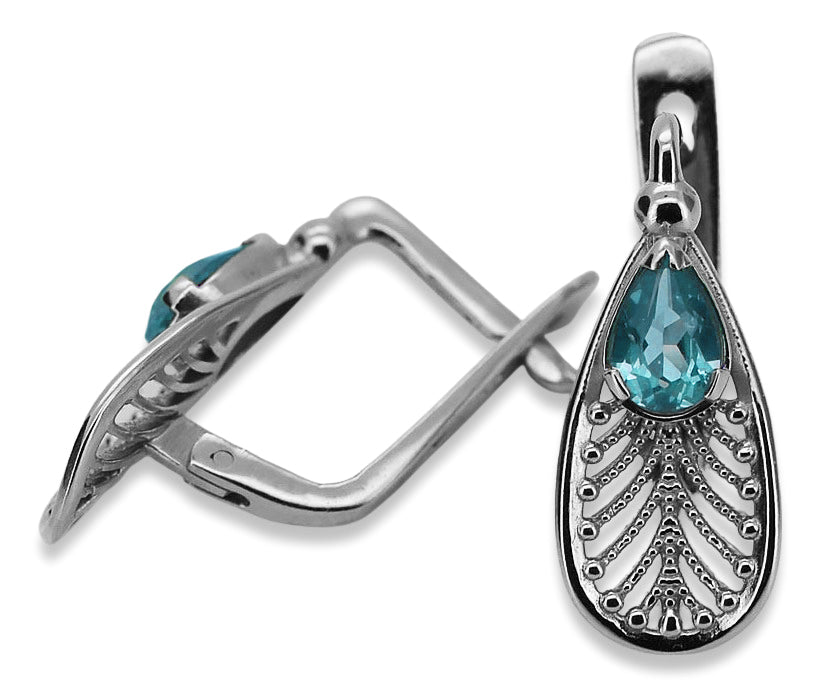 Vintage Vintage 925 Silver aquamarine earrings vec067s Vintage vec067s-aq