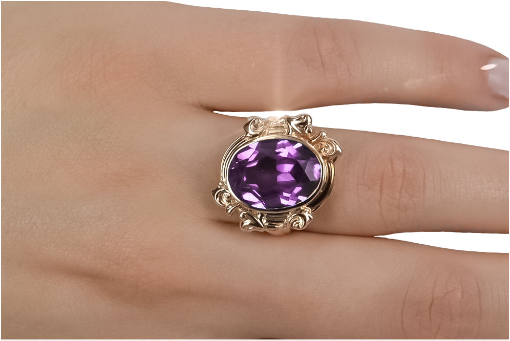 Original Vintage 14K Rose Gold Amethyst Ring Vintage style vrc100r vrc100r-am