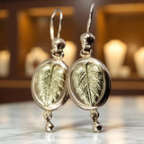 Vintage rose pink 14k 585 gold  Vintage leaf earrings ven045