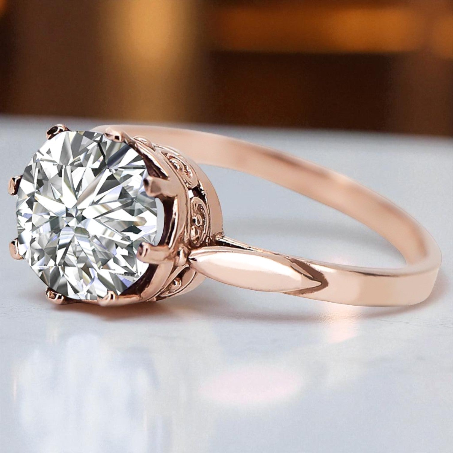 Zircon Original Vintage 14K Rose Gold Ring Vintage vrc366r vrc366r-zi