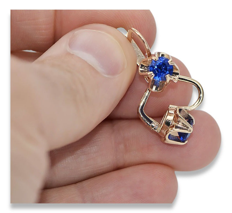 Vintage rose pink 14k 585 gold Sapphire earrings vec018 Russian Soviet style