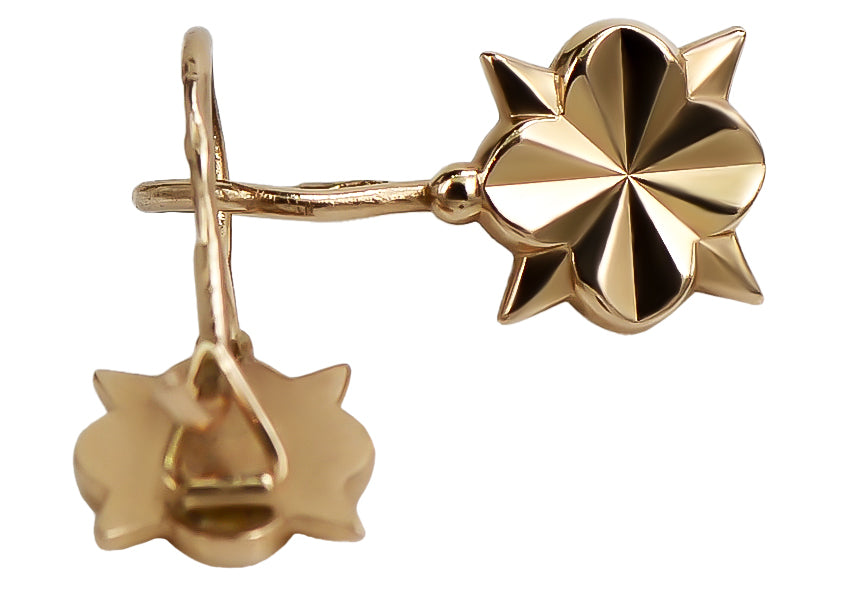 Vintage rose pink 14k 585 gold Vintage flower earrings ven002