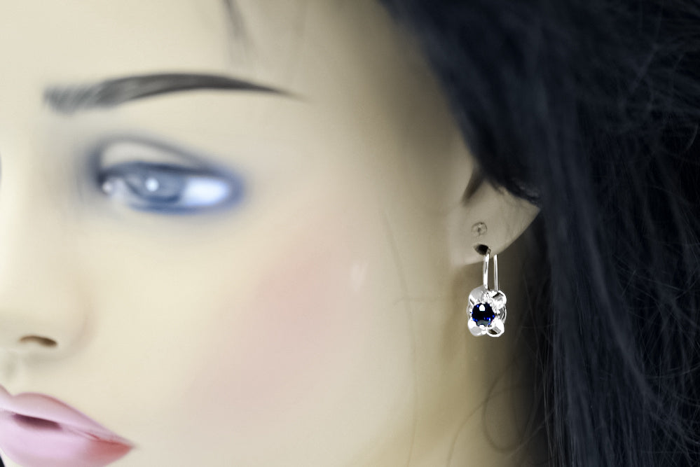Vintage silver 925 Sapphire earrings vec116s Russian Soviet style vec116s-sp