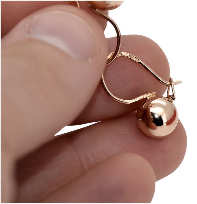 Vintage rose pink 14k 585 gold Vintage ball earrings ven007