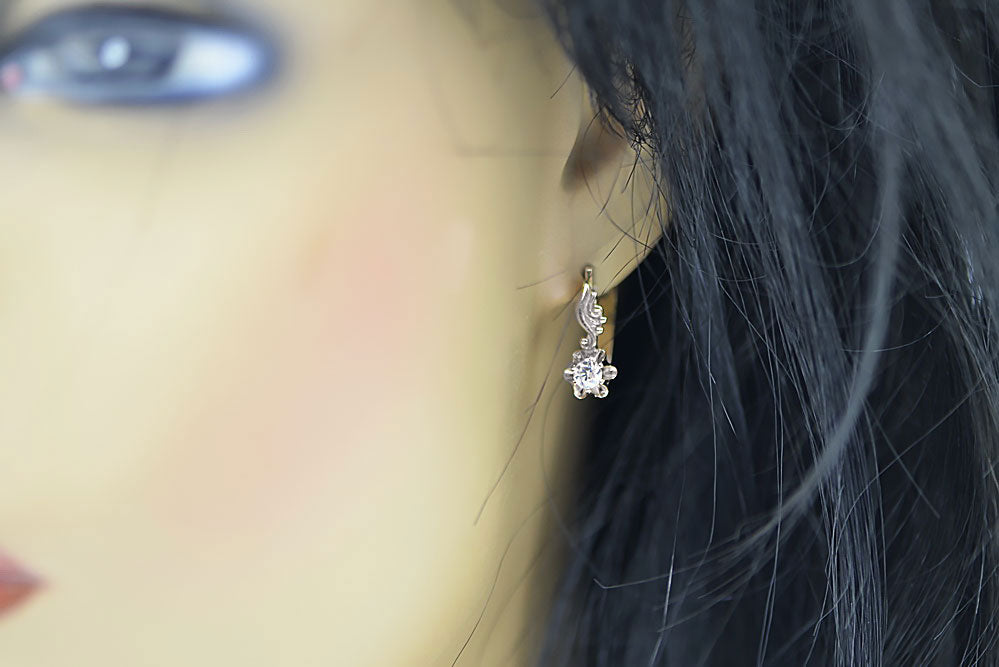 Earrings Vintage Jewlery Zircon Original Vintage 14K Rose White Gold vec150rw vec150rw-zi
