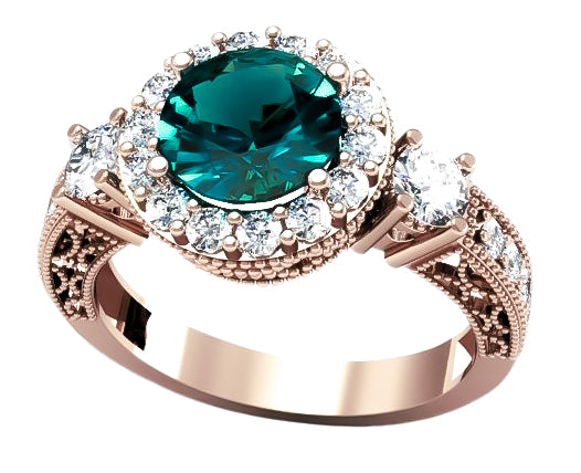 Vintage Ring Emerald Original Vintage 14K Rose Gold crc003r