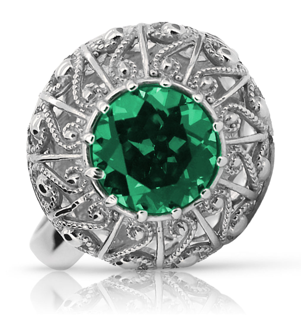Vintage silver 925 Emerald ring vrc059s Vintage