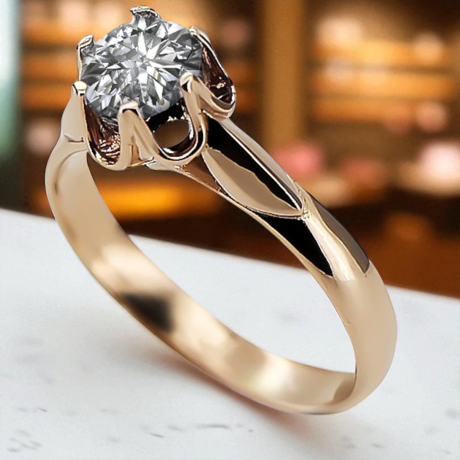 Rose pink 14k gold 585 Cubic Zircon ring vrc122 Vintage vrc122r-zi