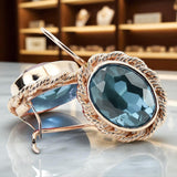 Aquamarine Original 14K Rose Gold Vintage style earrings vec007r vec007r-aq