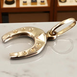 Vintage rose pink 14k 585 gold Vintage horseshoe pendant vpn006