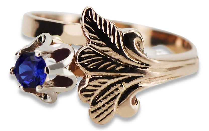 Vintage rose pink 14k gold 585 Sapphire ring vrc169 Vintage vrc169r-sp
