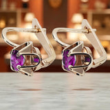 Vintage rose pink 14k 585 gold Amethyst earrings vec018 Russian Soviet style