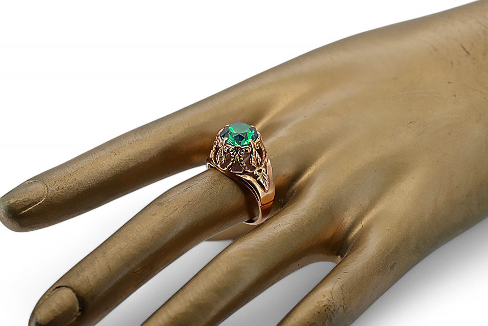 Vintage craft Ring Emerald Original Vintage 14K Rose Gold vrc080r vrc080r-em