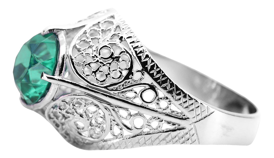 Silver 925 Emerald ring vrc026s Vintage vrc026s-em