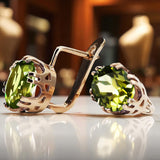 Earrings Vintage craft Yellow Peridot Original Vintage 14K Rose Gold vec016r