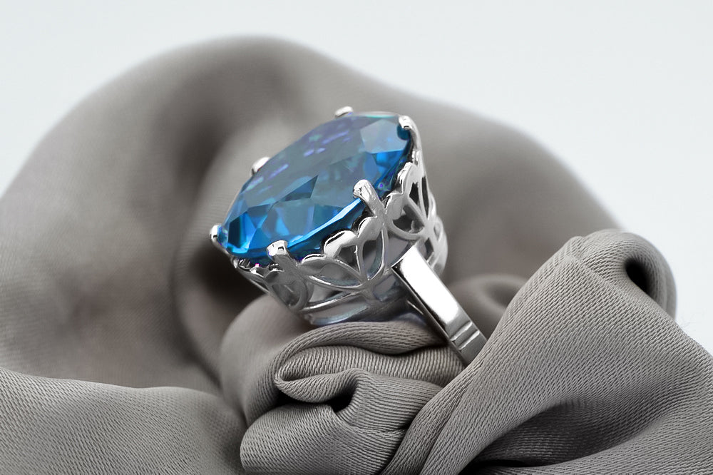 Silver 925 Aquamarine ring vrc130s Vintage vrc130s-aq