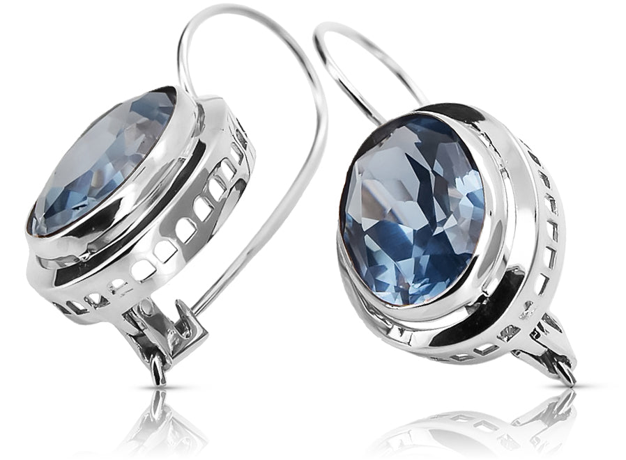 Vintage 925 Silver Aquamarine earrings vec114s vec114s-aq