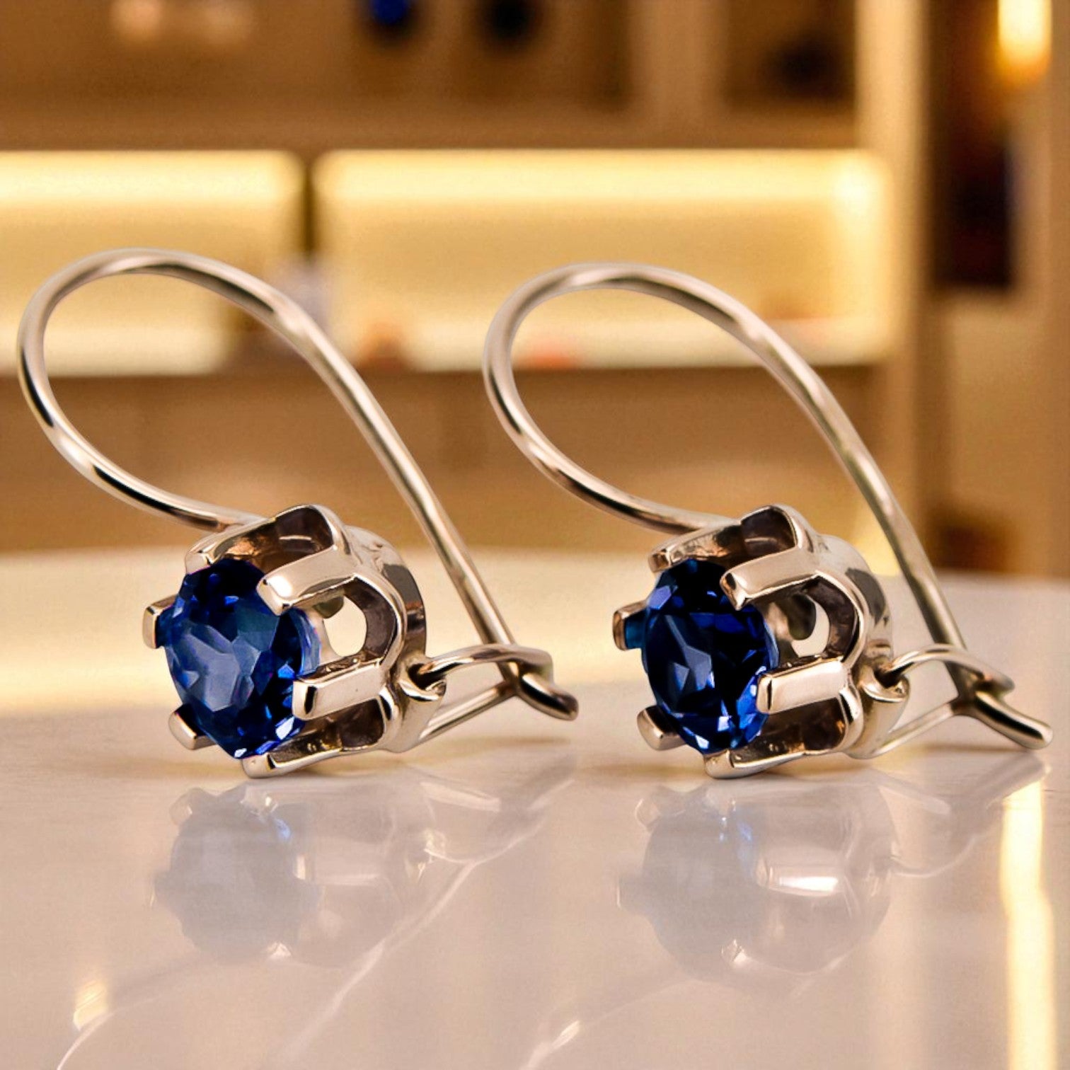 Rose pink 14k 585 gold sapphire earrings vec019 Vintage vec019r-sp