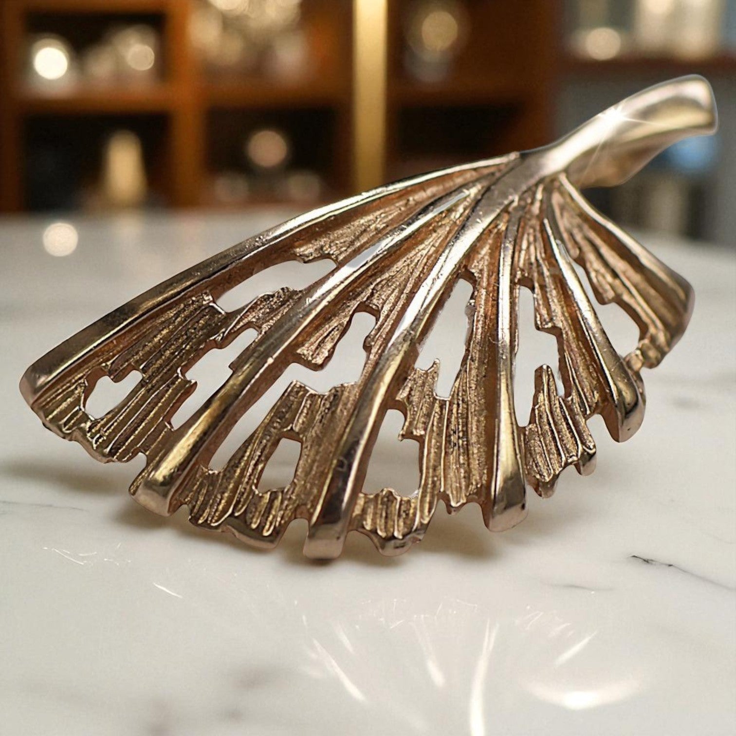 Vintage rose pink 14k 585 gold Vintage leaf pendant vpn015