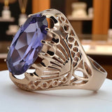 Vintage rose pink 14k gold 585 Alexandrite ring vrc020 Vintage