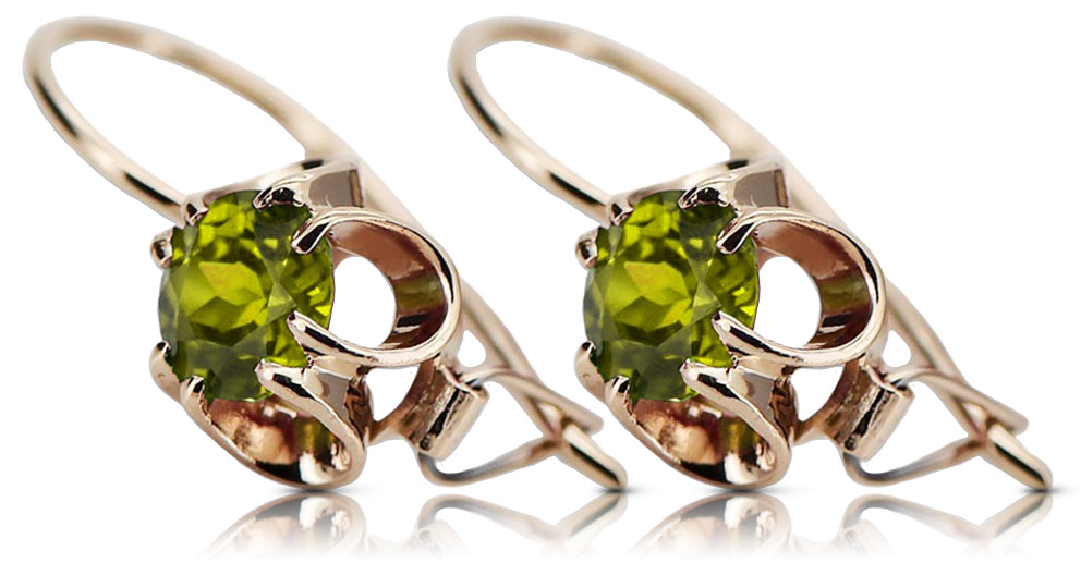 Original Vintage 14K Rose Gold Yellow Peridot Earrings Vintage Jewlery vec035r