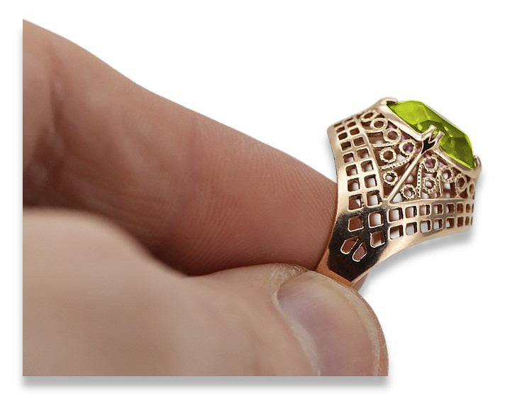 Vintage rose pink 14k gold 585 Peridot ring vrc030 Vintage