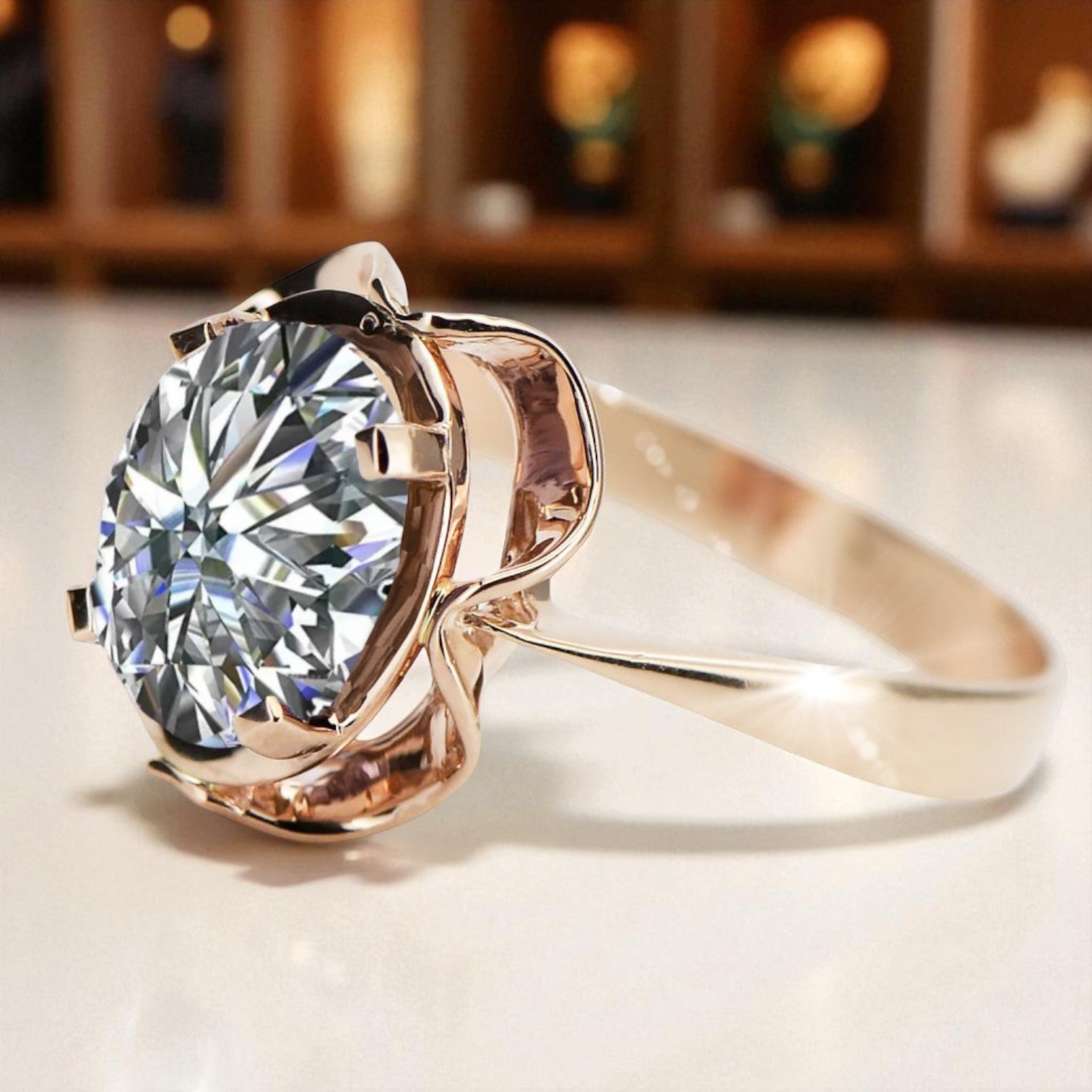 Zircon Original Vintage 14K Rose Gold Ring Vintage style vrc206r