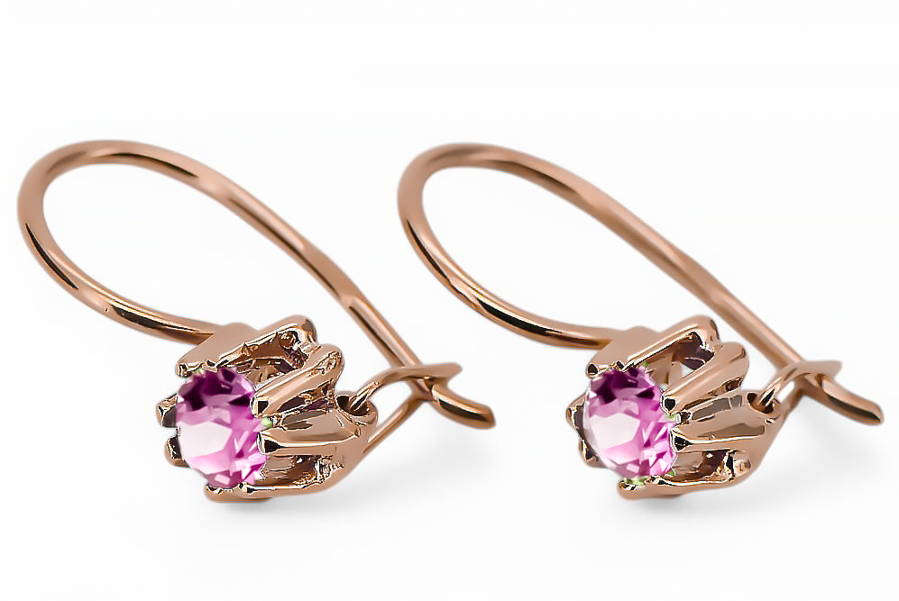 Original Vintage 14K Rose Gold Amethyst Earrings Vintage vec053r vec053r-am