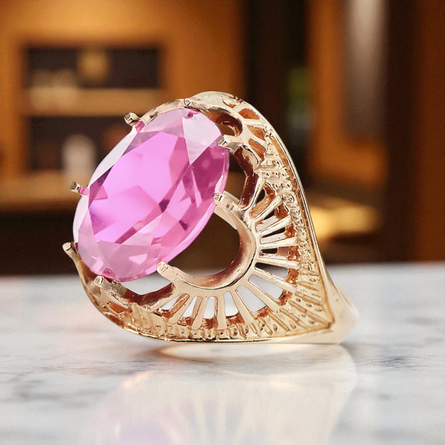 Vintage Jewlery Ring Amethyst Original Vintage 14K Rose Gold vrc003r vrc003r-am