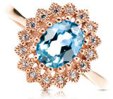 Ring Vintage Aquamarine Original Vintage 14K Rose Gold crc012r