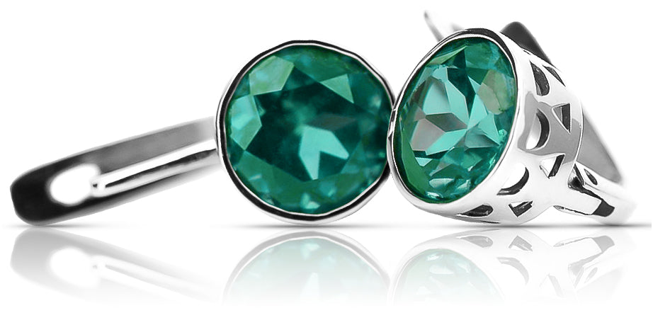 Vintage 925 Silver Emerald earrings vec107s vec107s-em