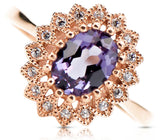 Russian rose pink Vintage style 14K gold Alexandrite Ring crc012r