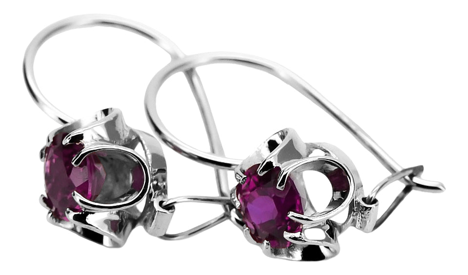 Silver 925 amethyst earrings vec035s Vintage Russian Soviet style vec035s-am