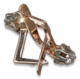 Rose pink 14k 585 gold zircon earrings vec154r Russian Soviet Vintage style vec154r-zi