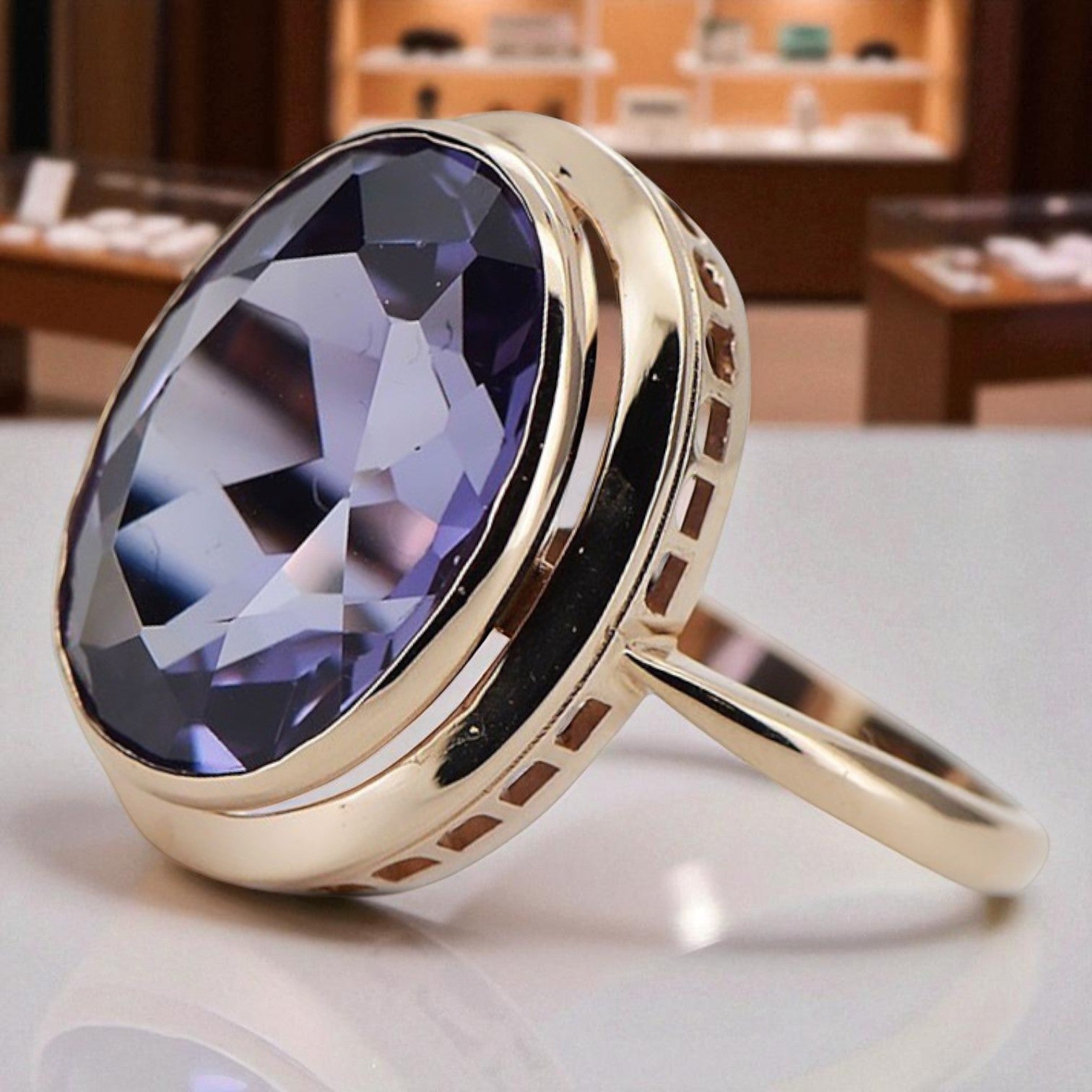 Rose pink 14k gold 585 Alexandrite ring vrc285 Vintage Russian Soviet style